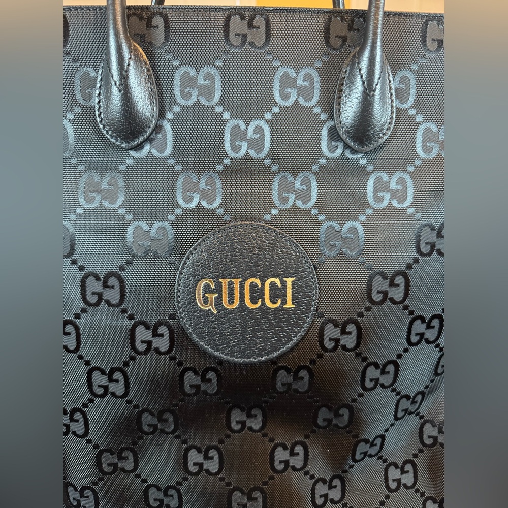 New Authentic Gucci GG Supreme Logo Tote Shoulder Bag Black - Picture 3 of 15